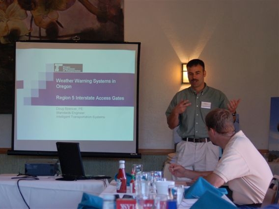 Doug Spencer, ODOT, discussed about the Weather Warning Systems in Oregon and Region 5 Interstate Access Gates.